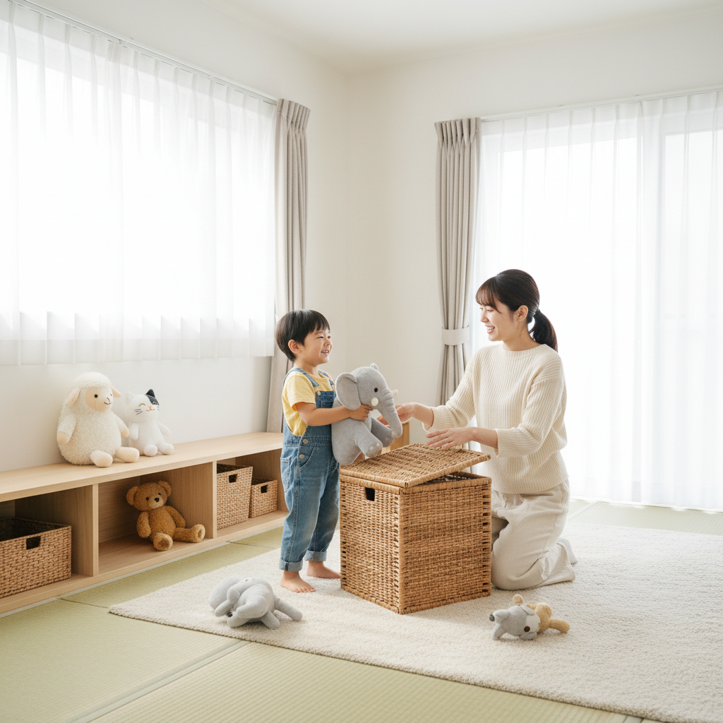 ぬいぐるみ 収納 困るのぬいぐるみの収納に困る…そのままだと心も部屋も狭くなるについて解説するイメージ画像